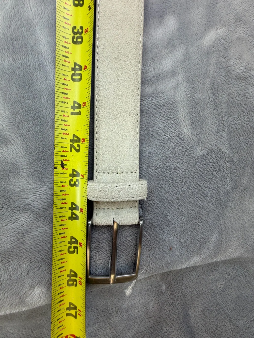Men’s Beige Suede Belt with Silver Buckle Guest Party Fall 38